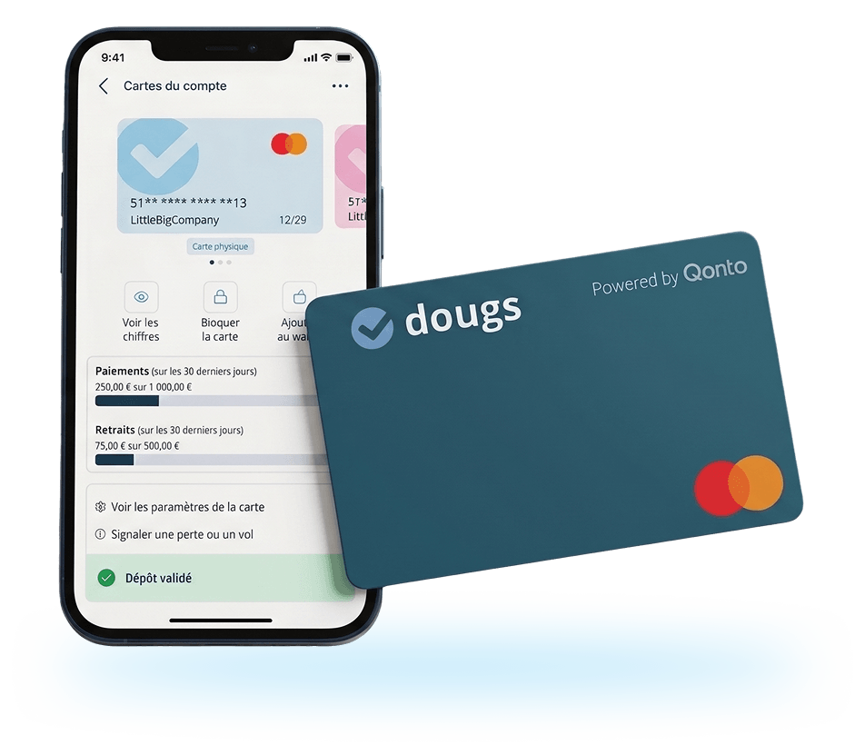L’appli Dougs et la carte Mastercard du compte pro Dougs powered by Qonto