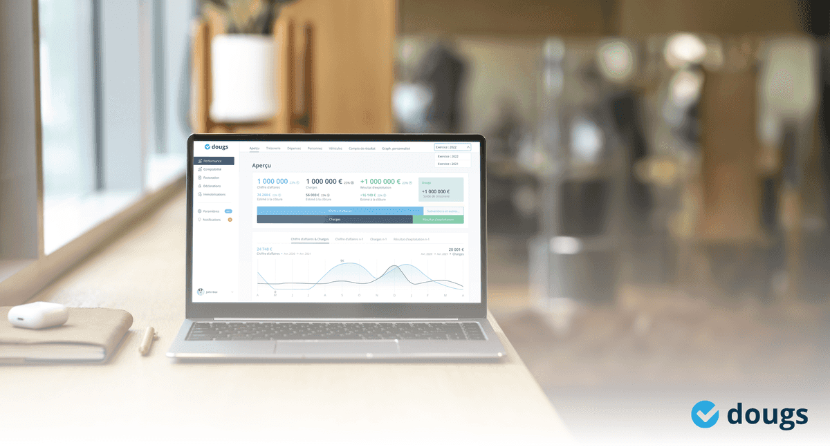 Vue de l'application Dougs en version desktop, dans un environnement de bureau