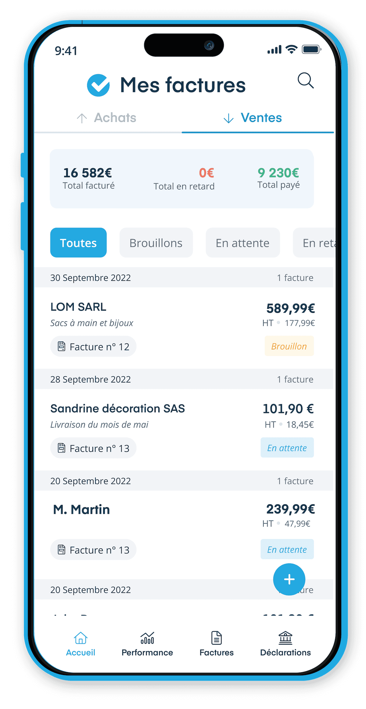 App mobile de Dougs : éditez et suivez vos devis et factures client et fournisseur